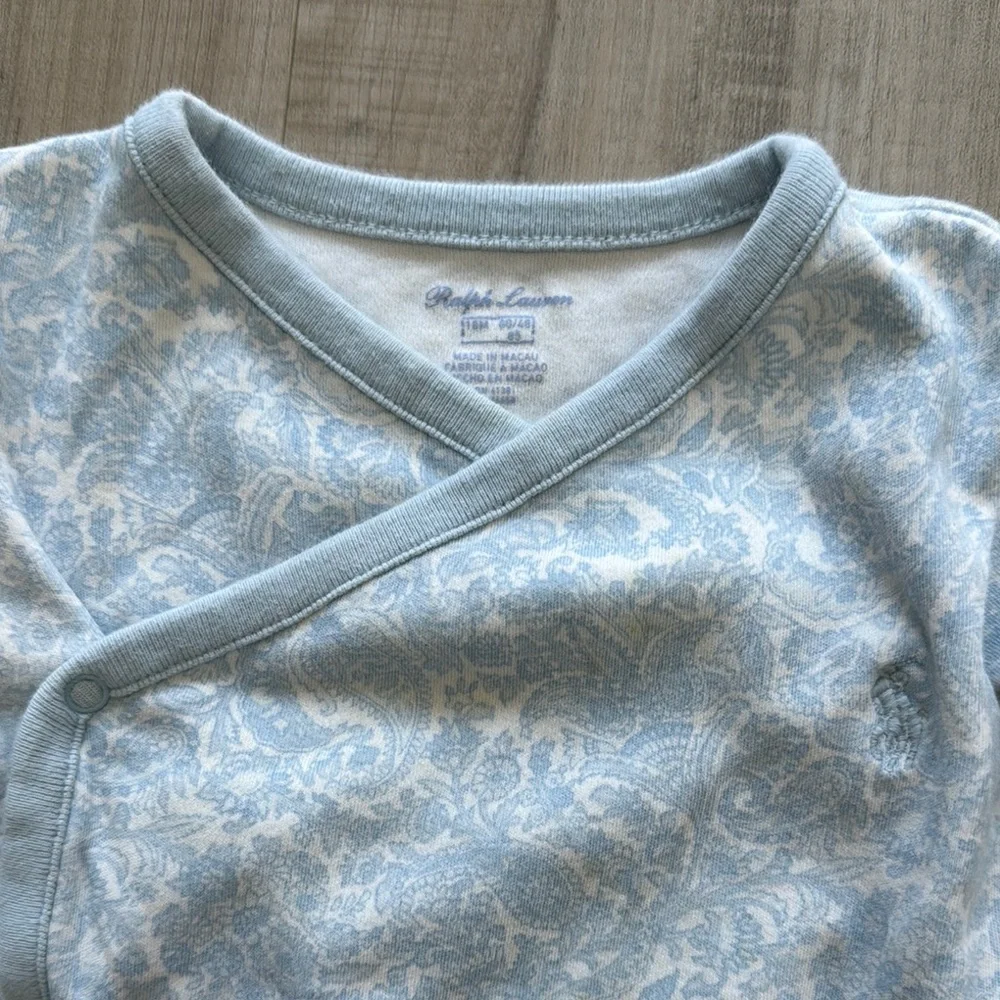 Baby Blue Long Sleeve Onesie romper baby toddler infant 18m Set 2PCs button